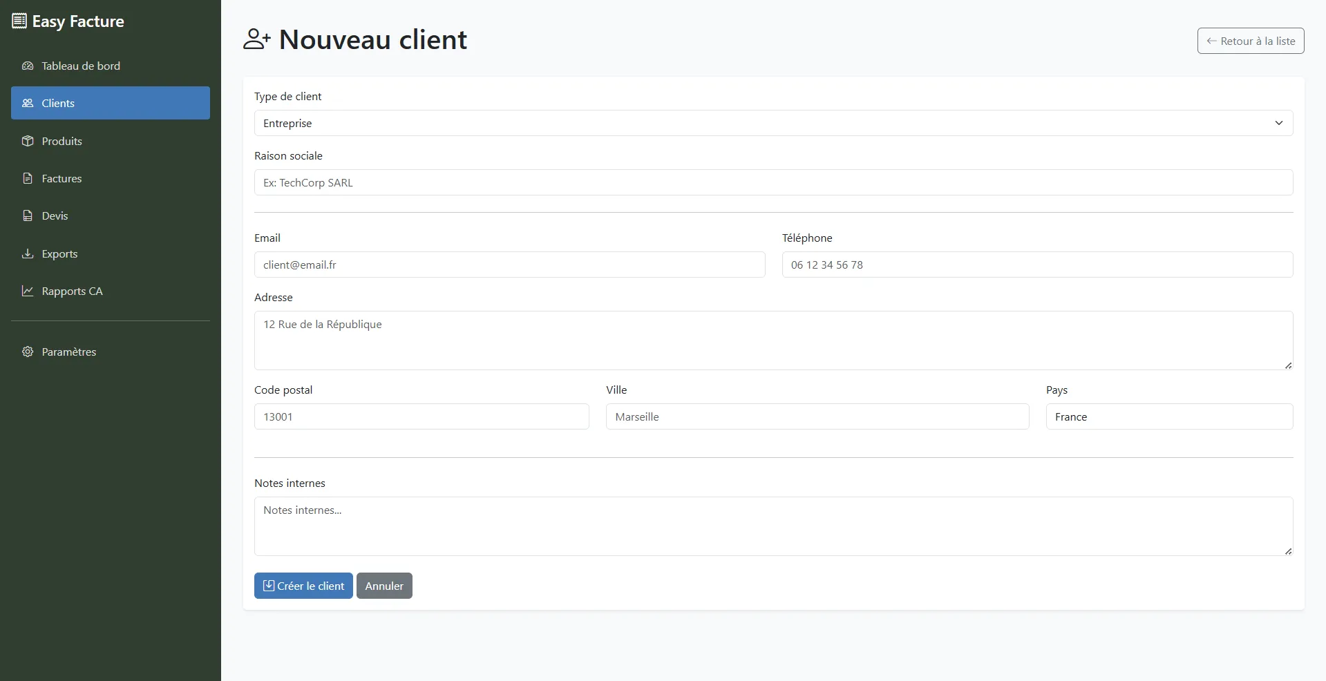 Gestion clients